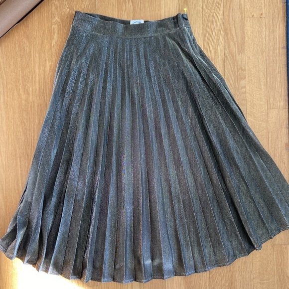 Blue Rain / Francesca,s NWT Silvery Gray Metallic Skirt - Picture 3 of 12